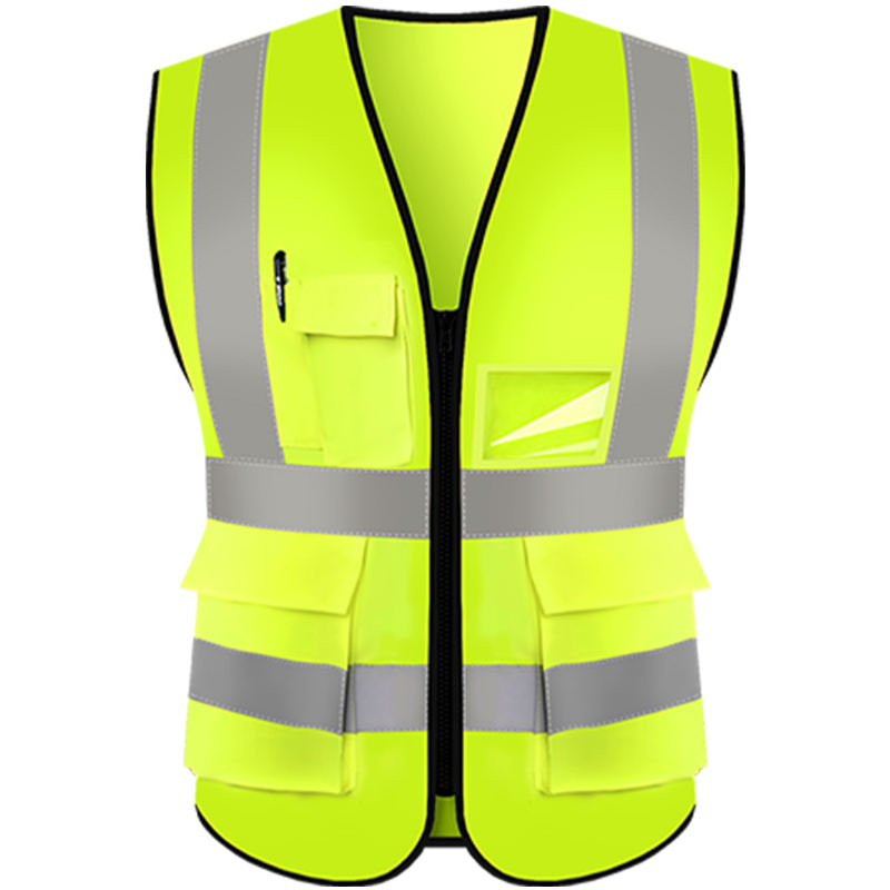 Improvment Sports Customized Black Reflective Safety Vest Company Logo With Pockets Custom Color Fluorescent Visibility Work Class 2 Safety Vest